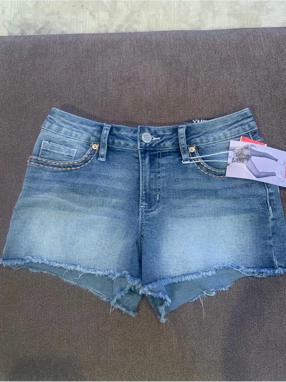 YMI Blue Denim Frayed Hem Jean Shorts